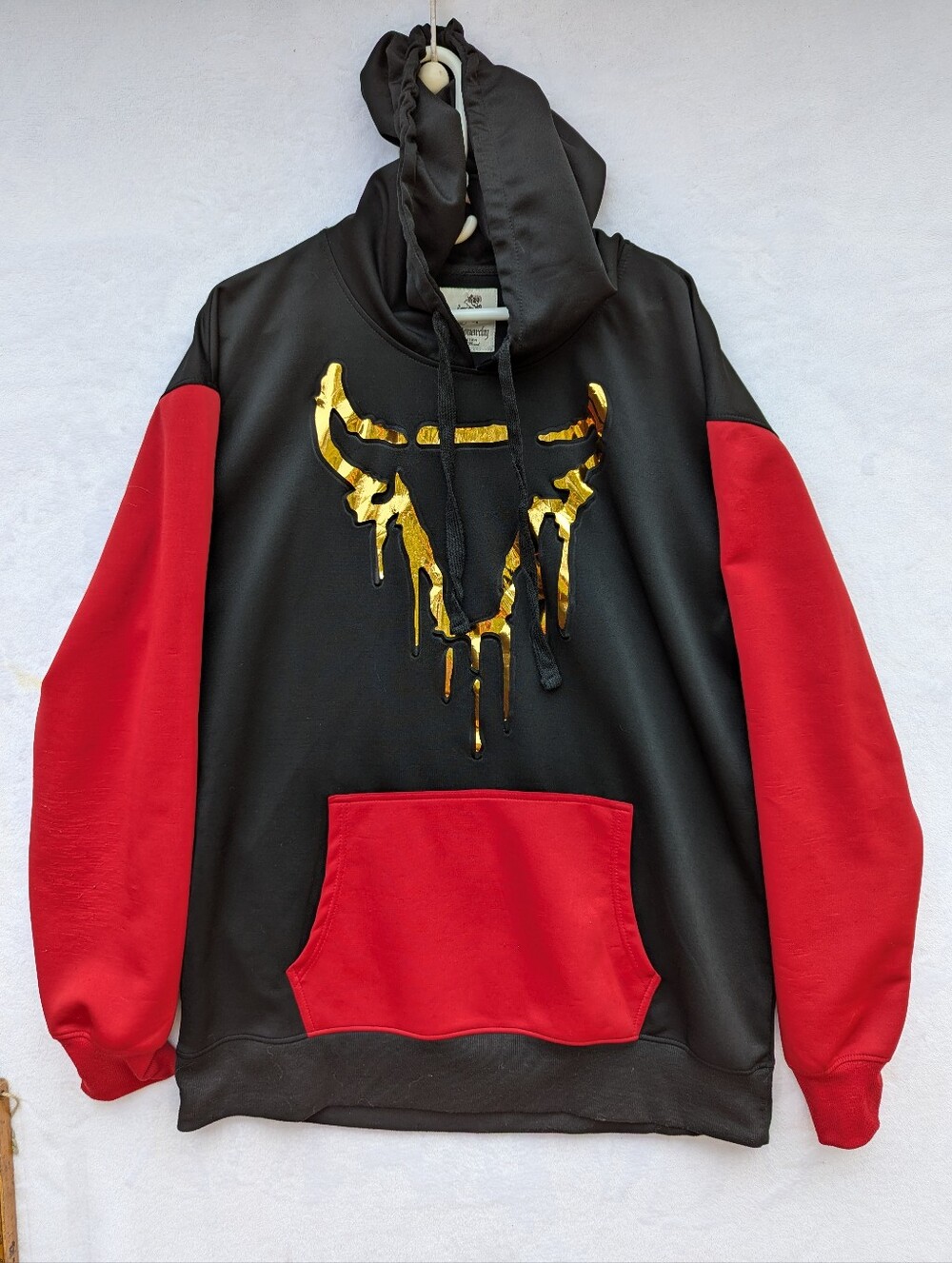 Chicago Bulls? Black & Red Hoodie with Gold Graphic Pullover 3XL Monarchy